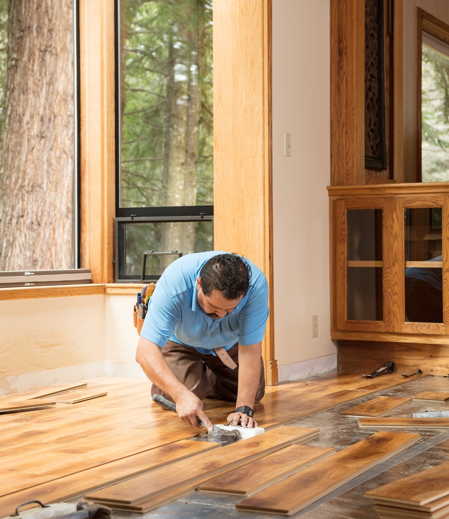Installing matching floor and cabinets
